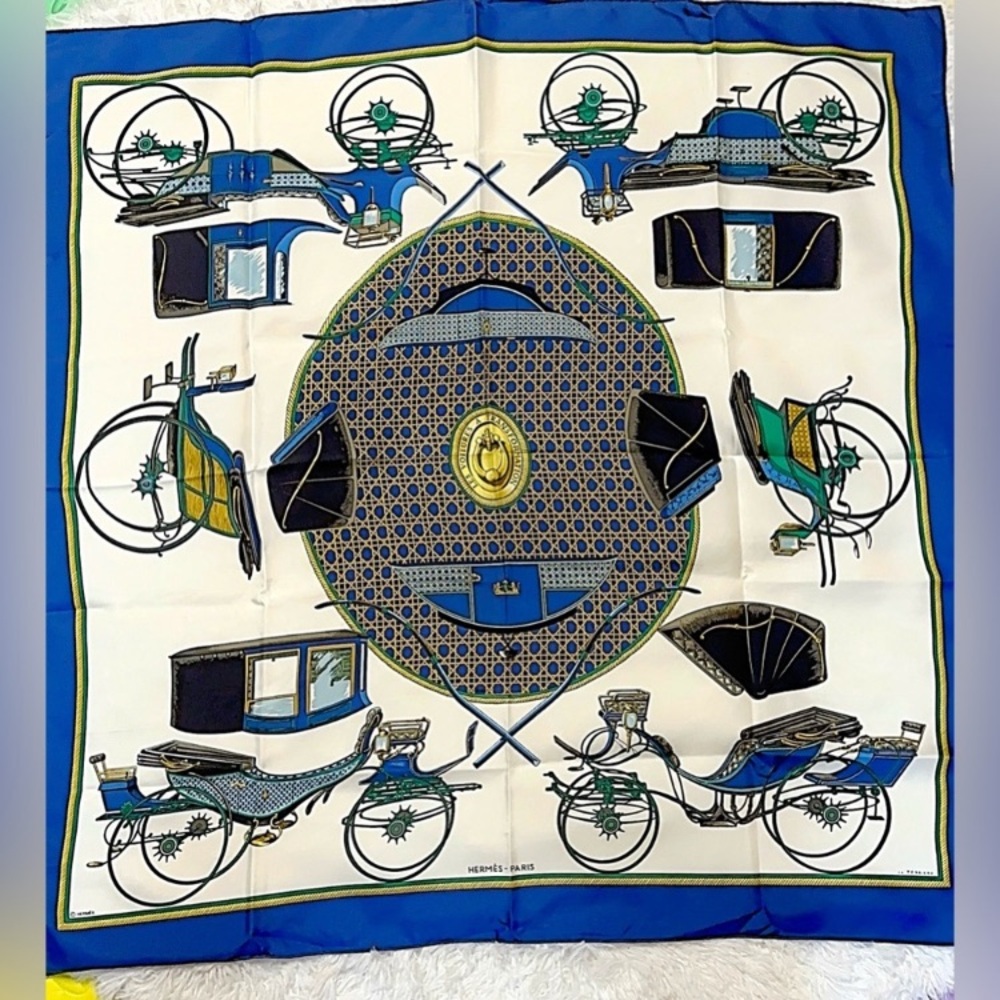Hermès Silk Scarf –“La Térée” by Françoise de la Perrière | Paper Bag included - Picture 5 of 13